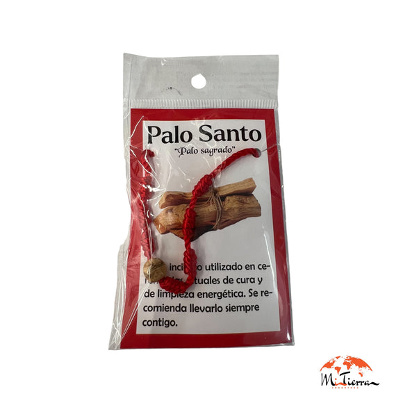 Pulsera de 7 nudos roja con palo santo