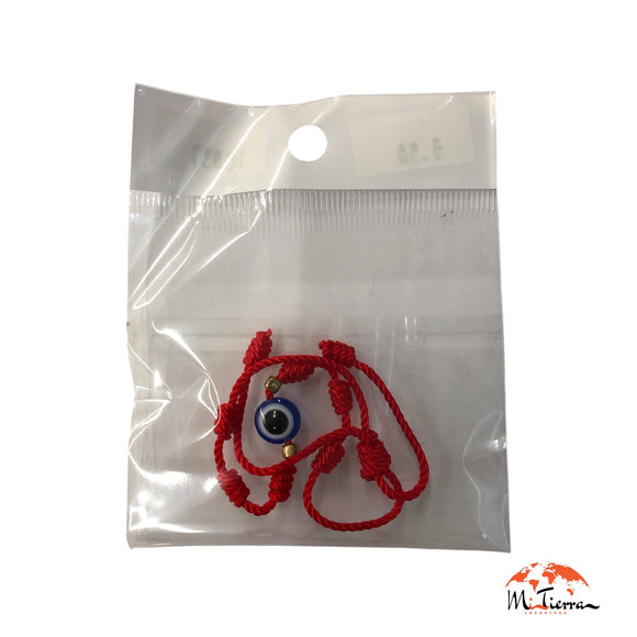 Pulsera roja de siete nudos con ojo turco