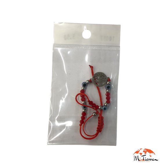 Pulsera roja con árbol de la vida y cuatro ojos turcos