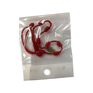 Pulsera 7 nudos roja con mano de fatima dorada